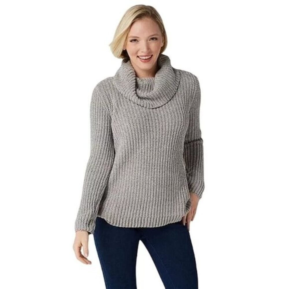 NWOT Liz Claiborne Classic Grey Chenille Turtle-Neck‎ Sweater Medium